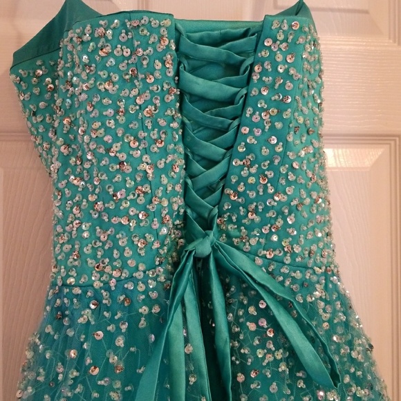 Strapless Corset Beaded Princess Gown - Picture 4 of 8